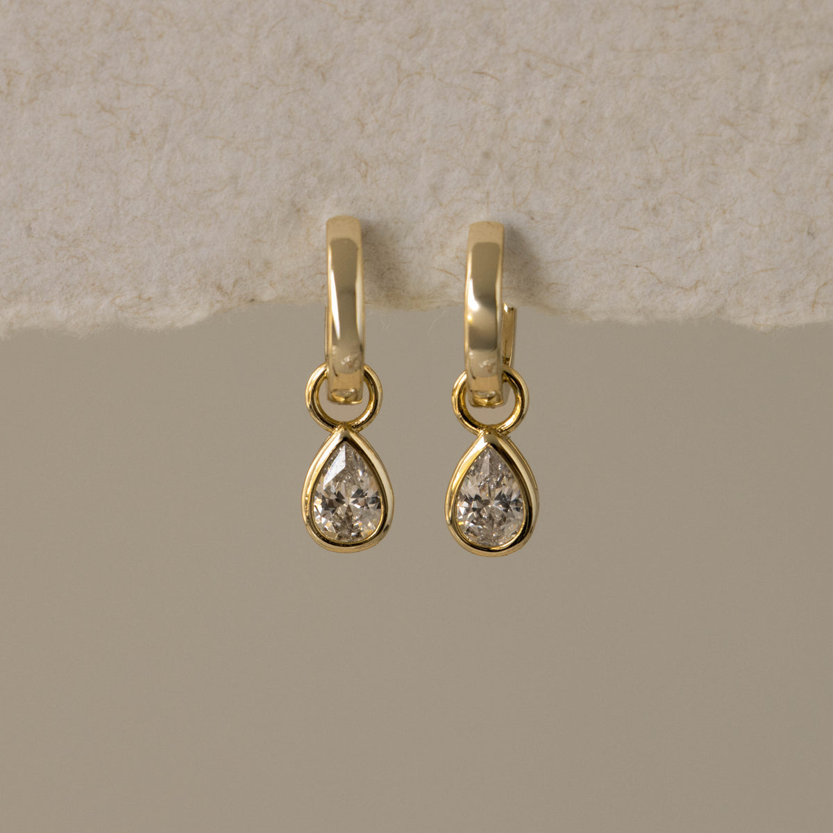 Pear Diamond Bezel Drop Huggies