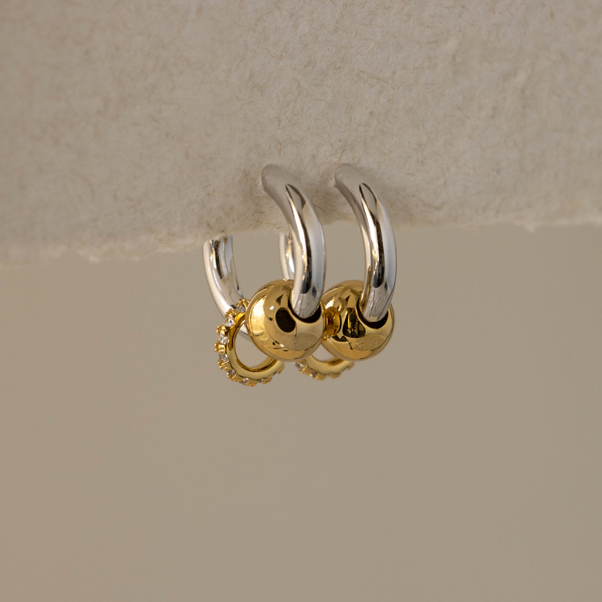 Mixed Metal Orbit Huggies