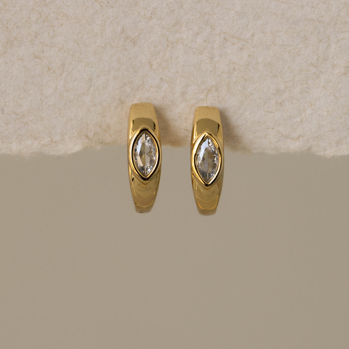 Marquise Diamond Bezel Huggies