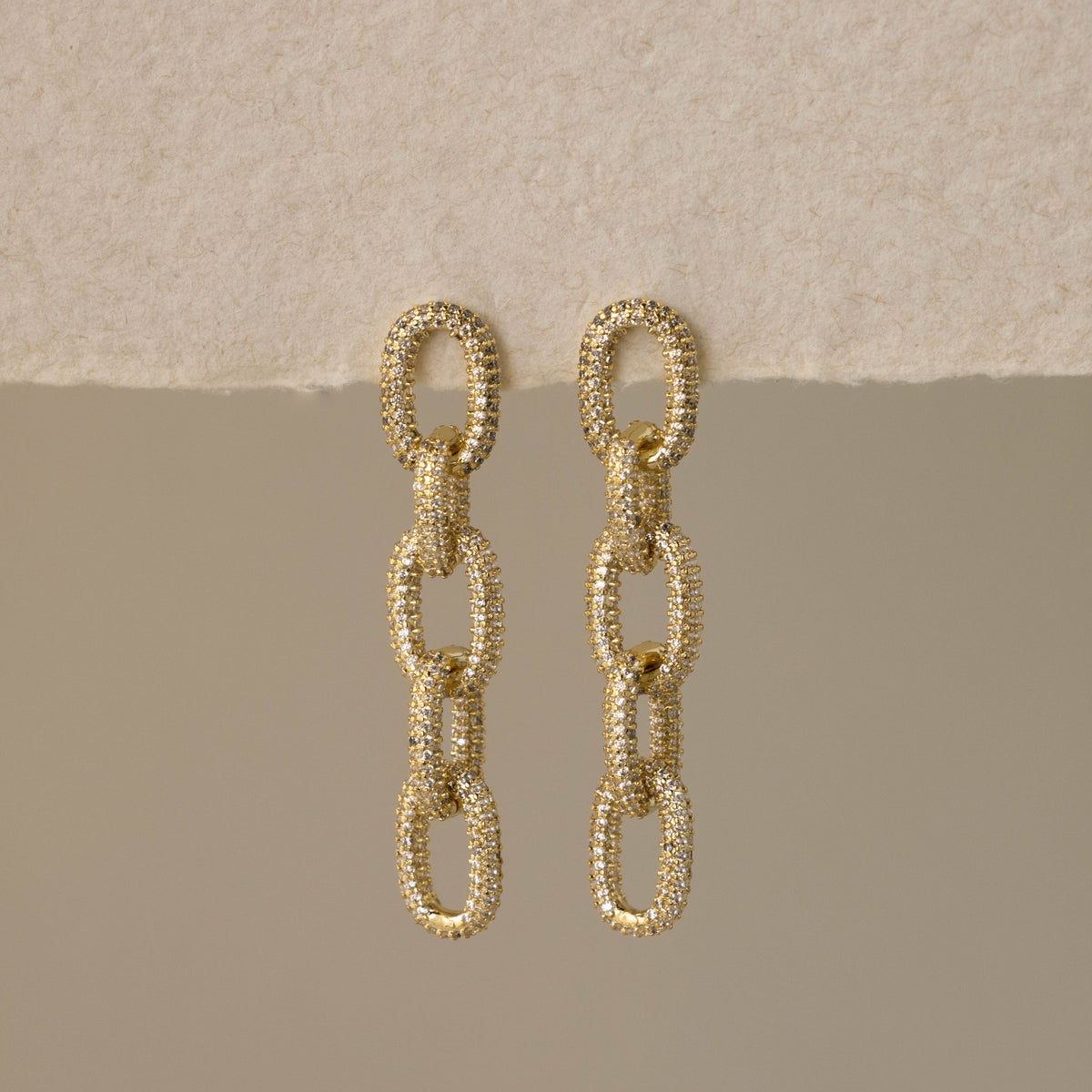 Linked Pave Chain Drop Studs