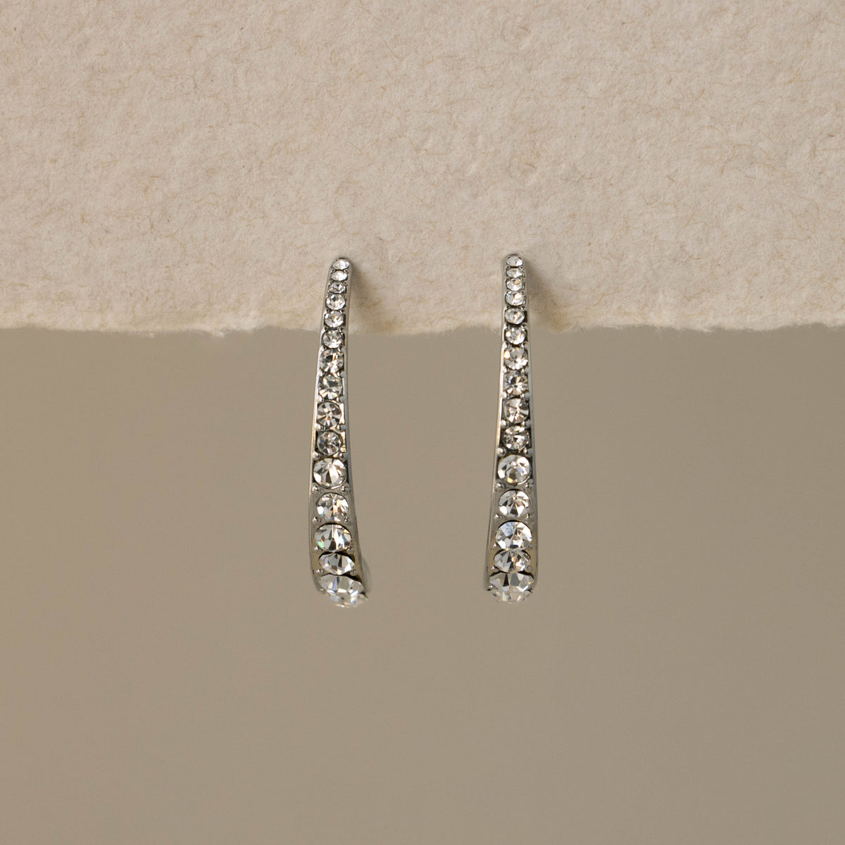 Pave Arc Studs in Silver