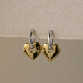 Mixed Metal Heart Drop Huggies
