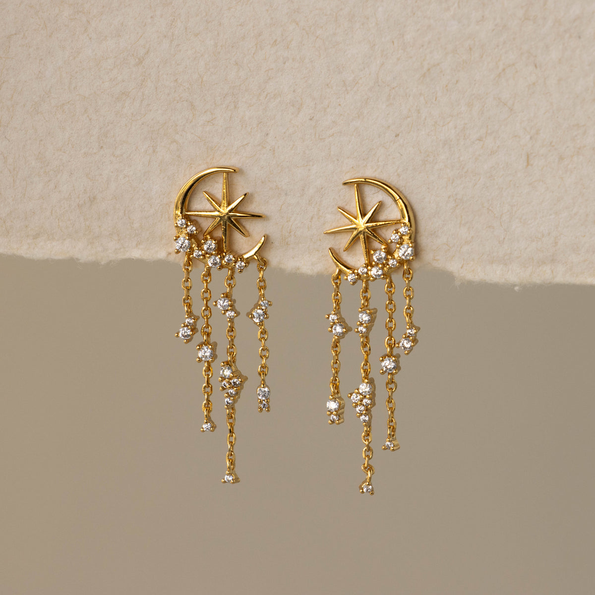 Crescent Star Cascade Drop Studs