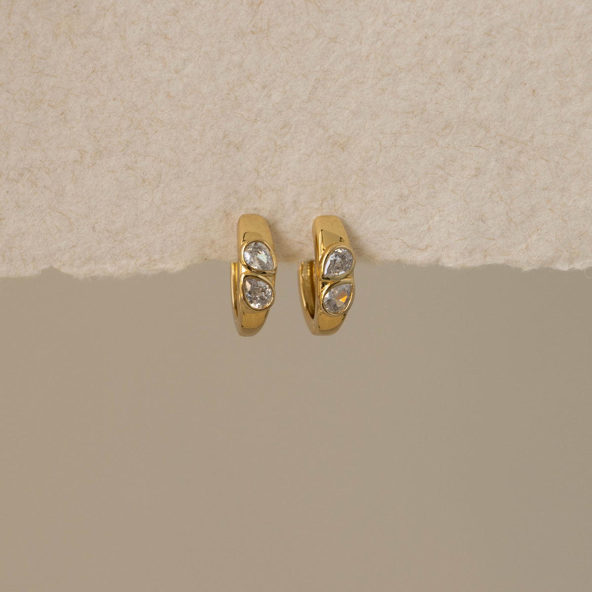Duo Pear Diamond Huggies