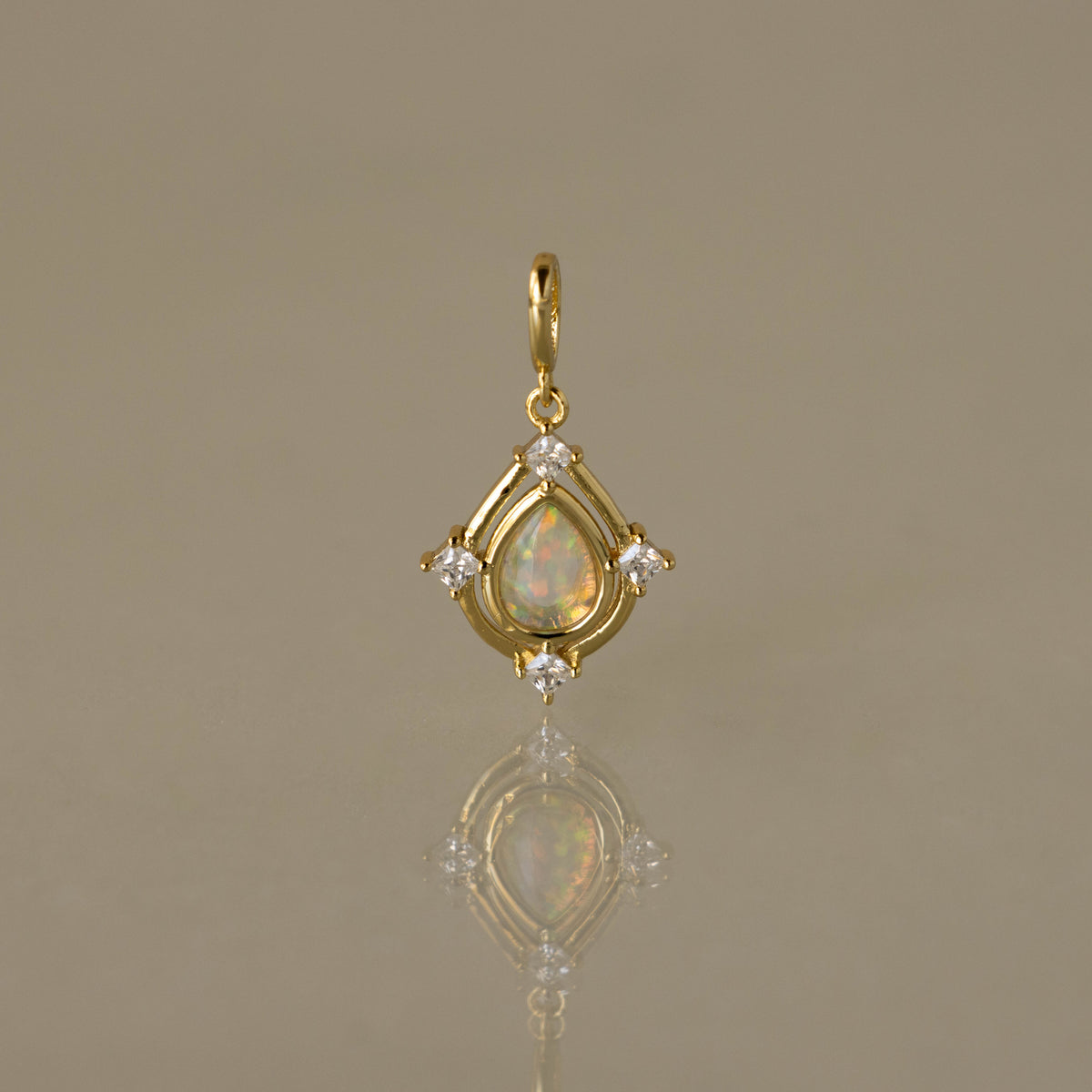 Opal Halo Teardrop Charm