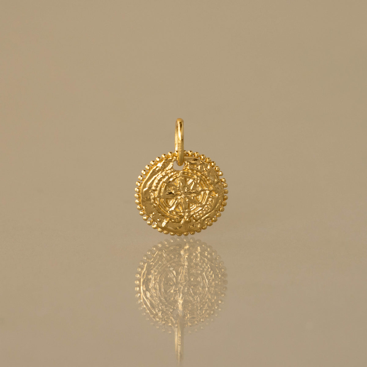 Beaded Compass Coin Charm