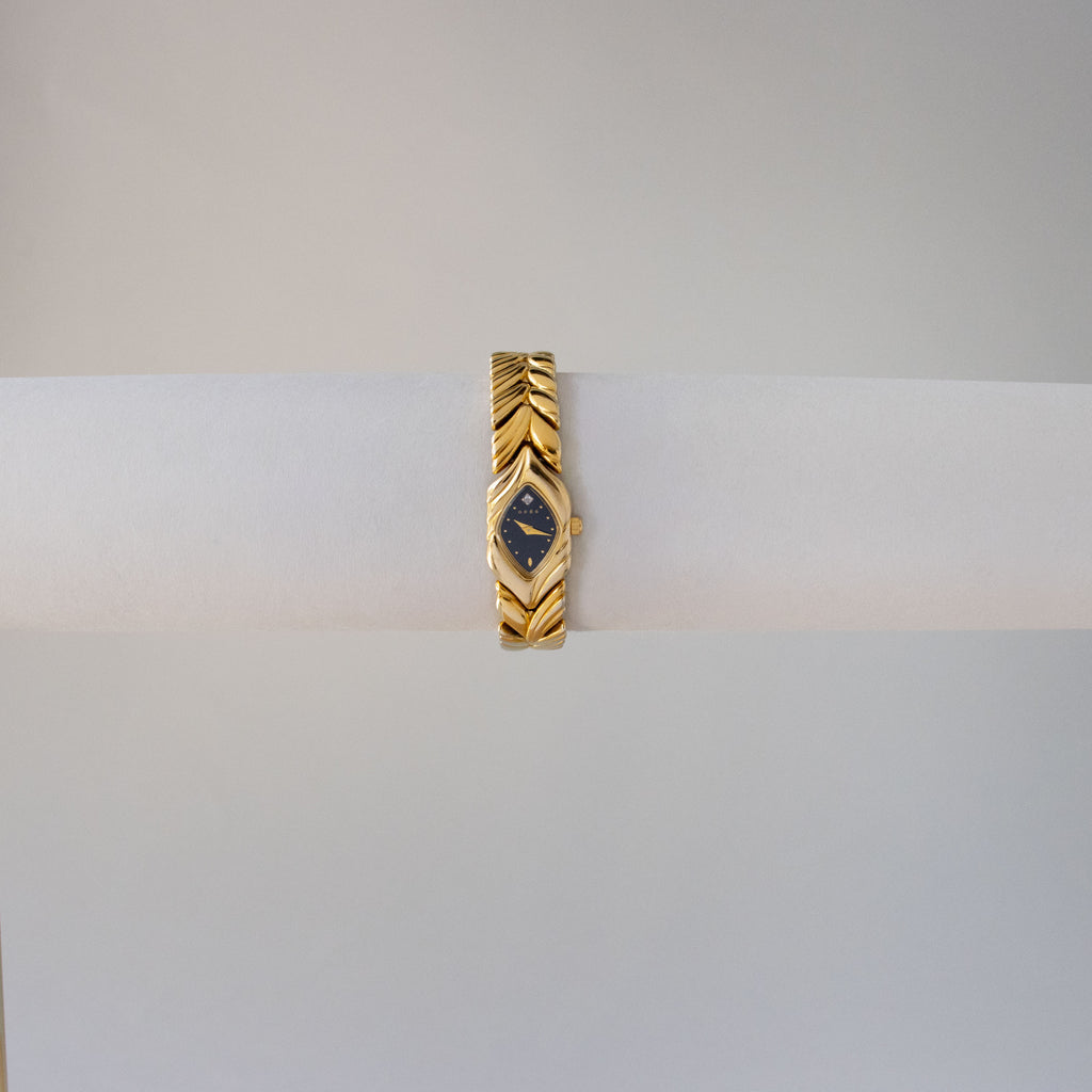 Vintage Gres Midnight Leaf Link Gold Watch