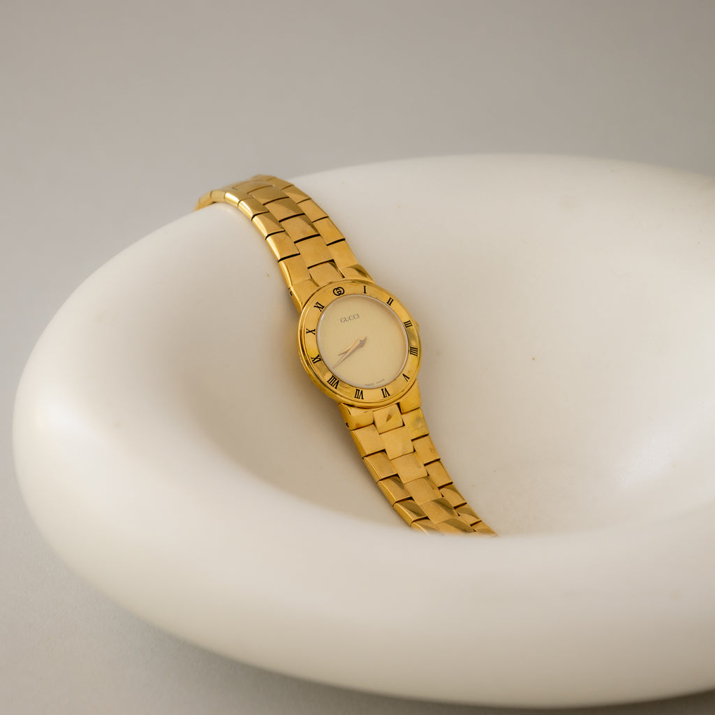 Vintage Gucci Swiss Champagne Dial Gold Watch