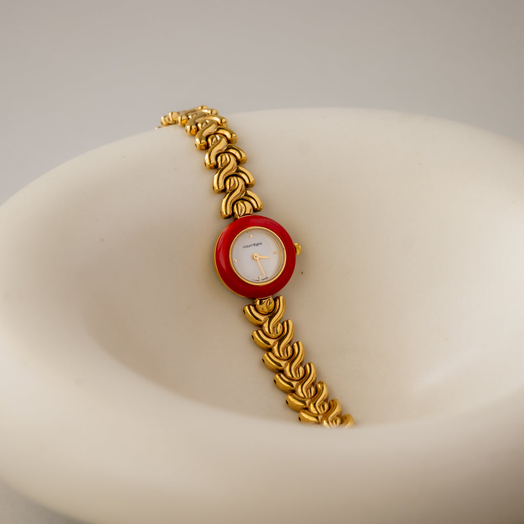 Vintage Courrèges Swiss Bezel Gold Watch
