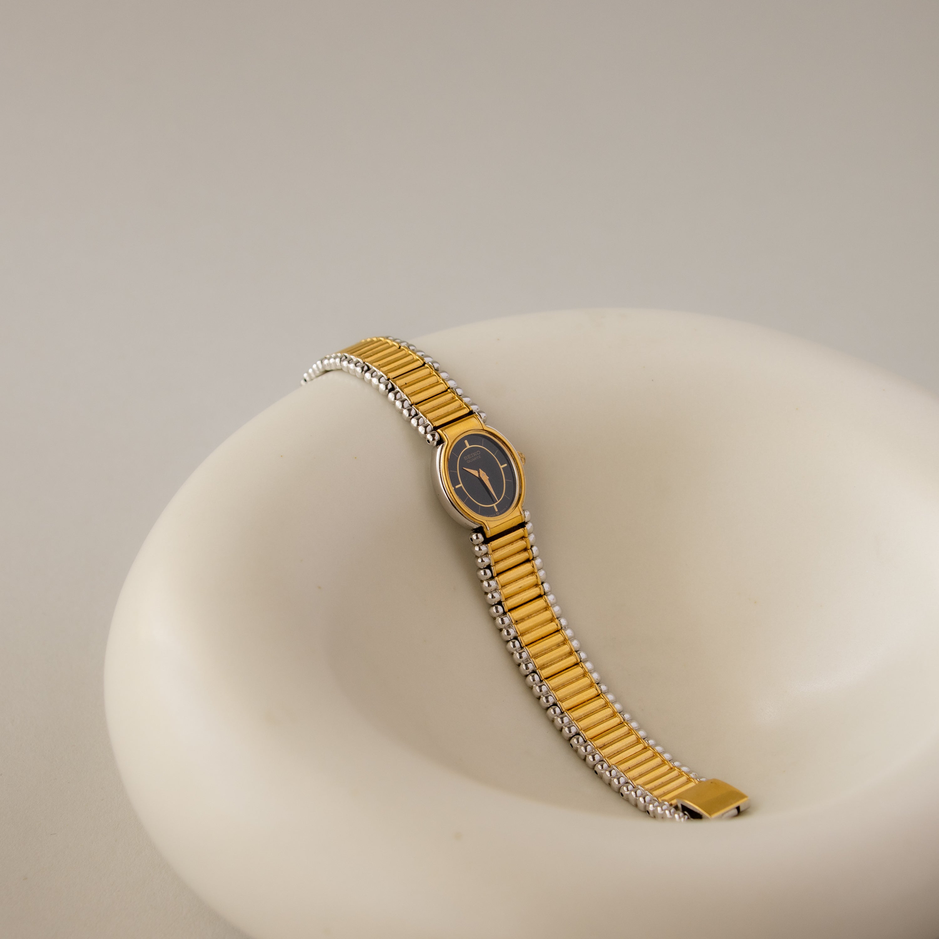 Vintage Seiko Midnight Ribbed Two Tone Watch