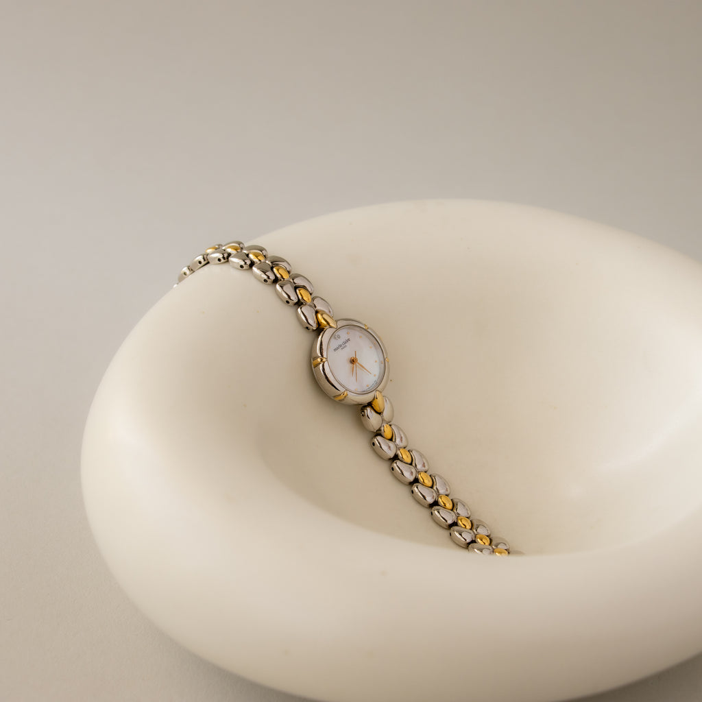 Vintage Marie Claire Pearl Two Tone Watch