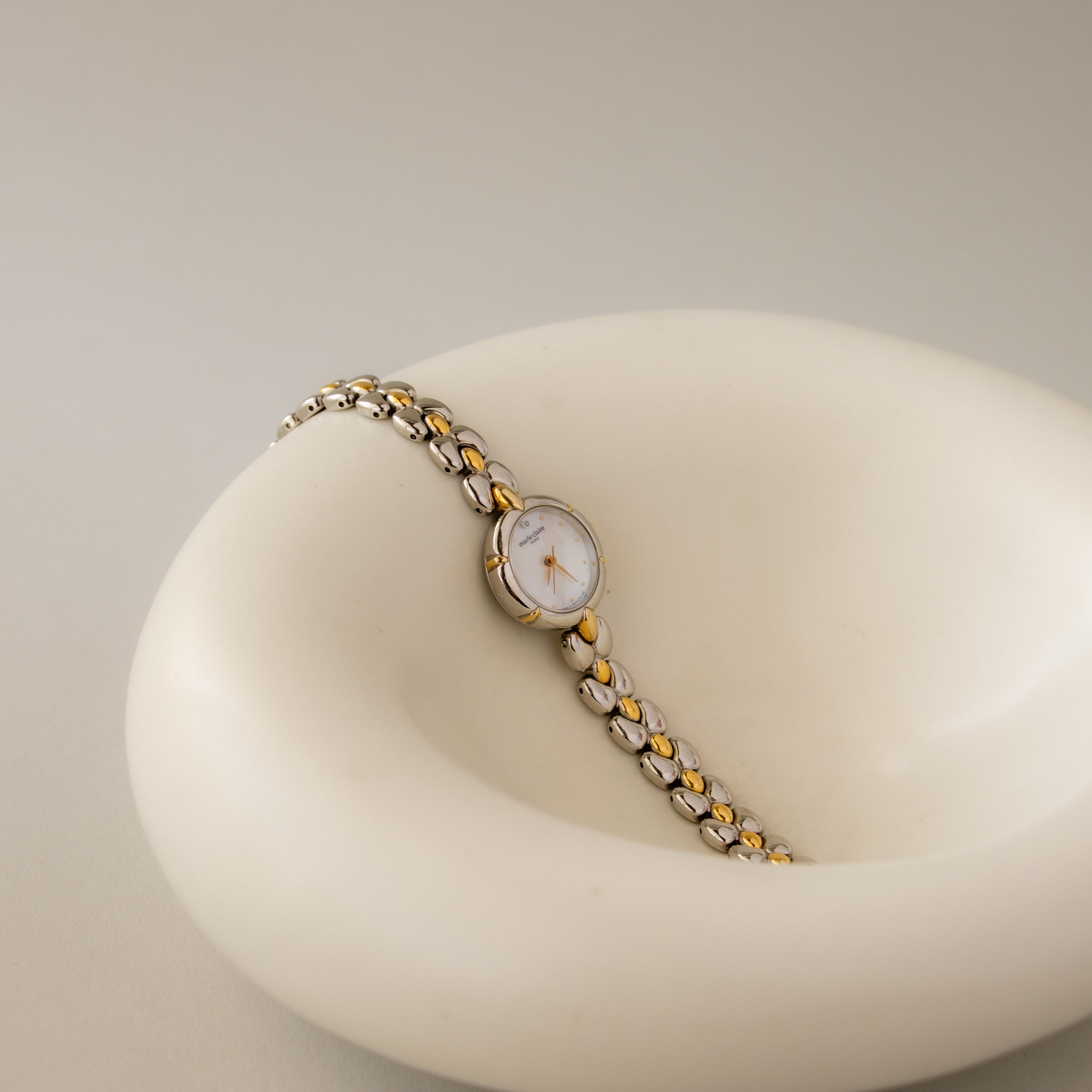 Vintage Marie Claire Pearl Two Tone Watch