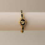 Vintage Andre Mouche Swiss Pave Locket Cuff Gold Watch