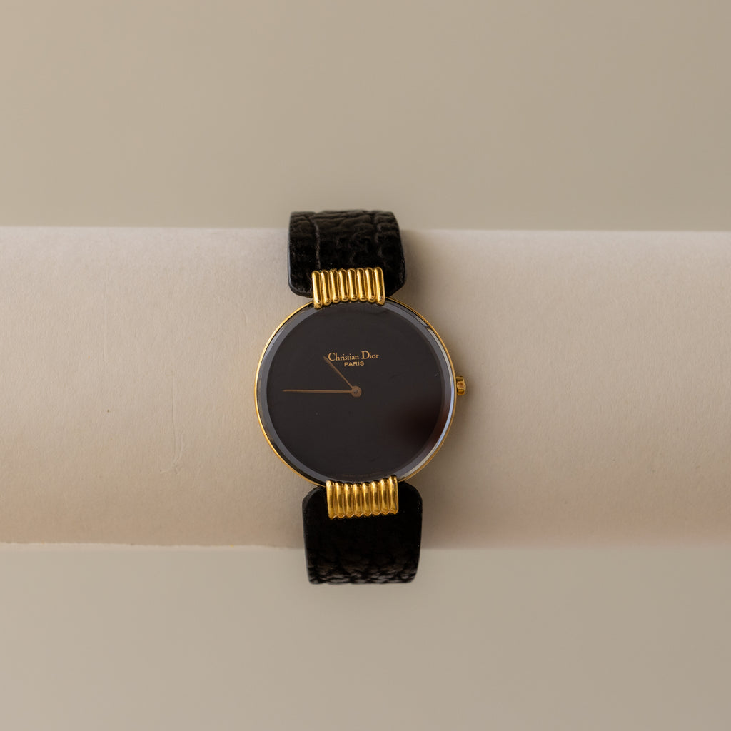 Vintage Christian Dior Swiss Midnight Strap Gold Watch
