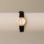 Vintage Seiko Spirit Black Leather Gold Watch