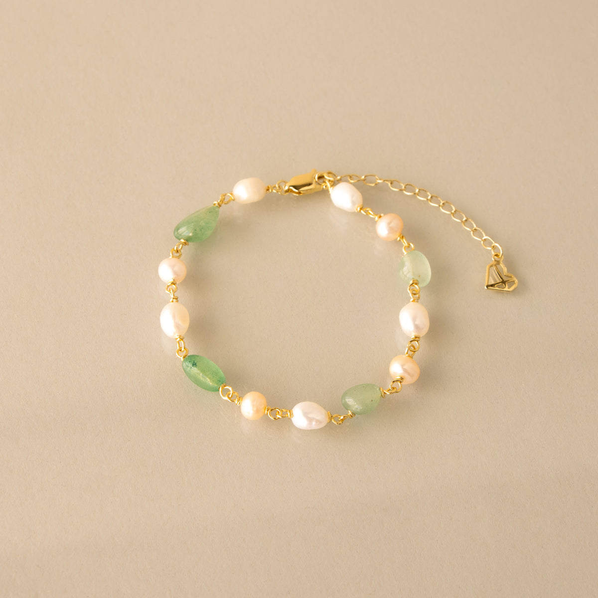 Organic Jade & Pearl Bead Bracelet