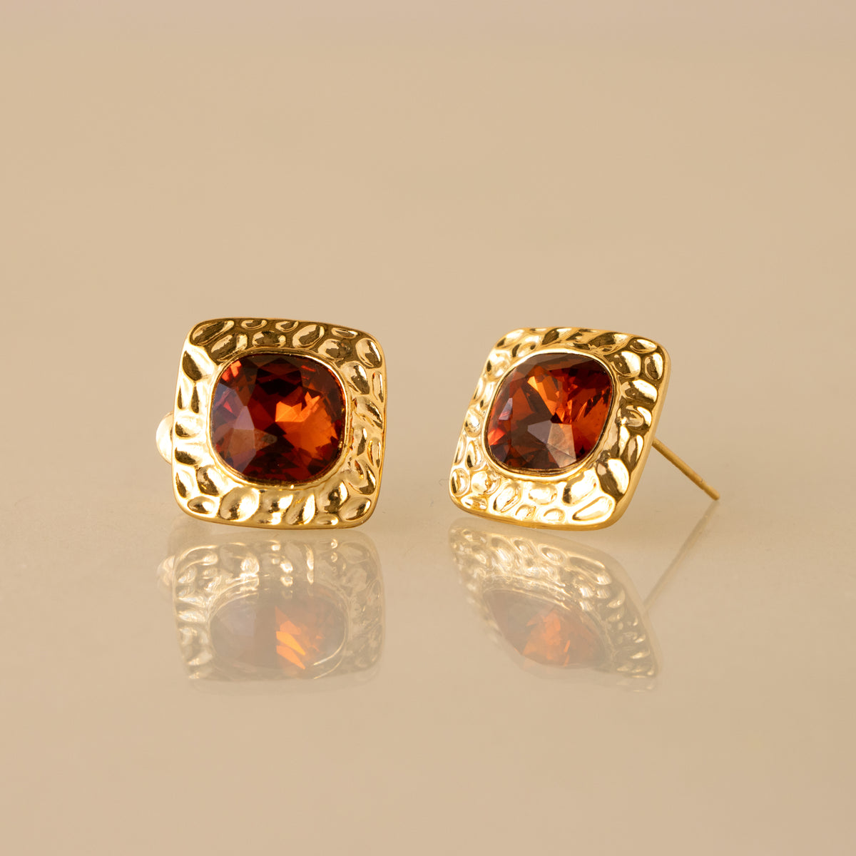 Ornate Topaz Cushion Studs