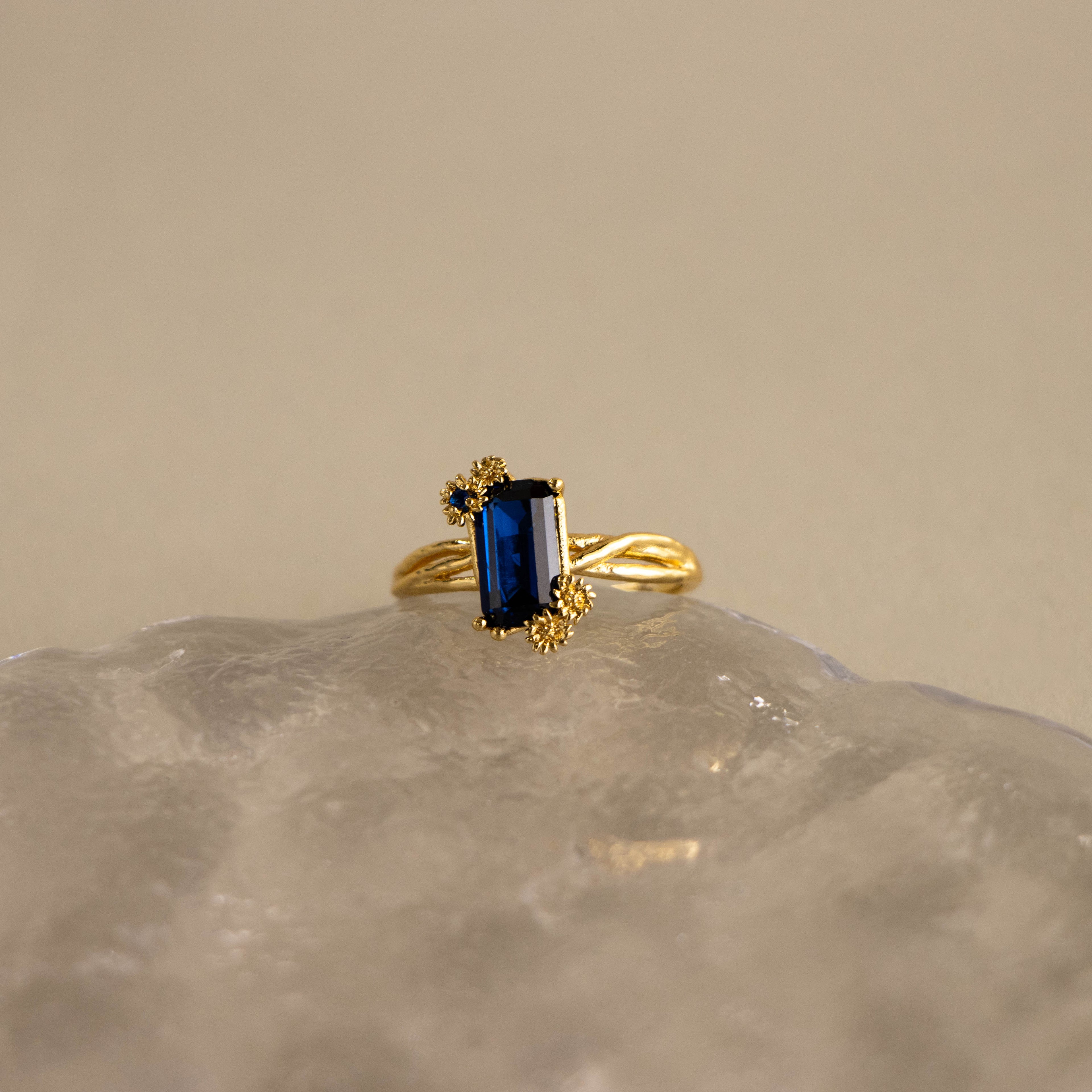 Baguette Gemstone Flower Ring