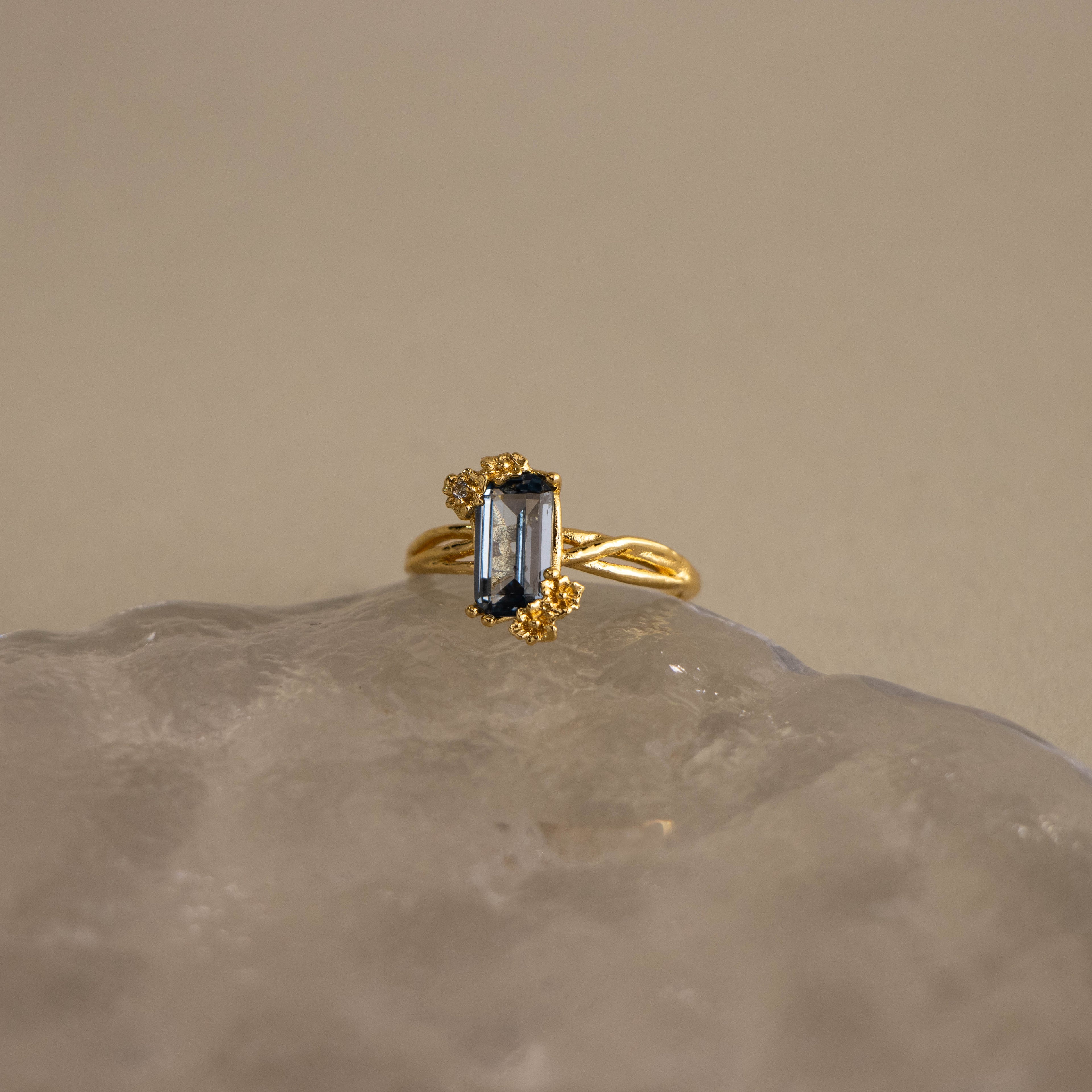 Baguette Gemstone Flower Ring