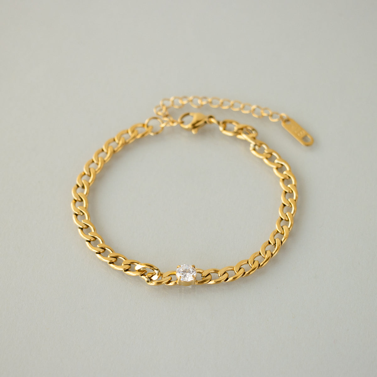 Bold Solitaire Diamond Curb Bracelet
