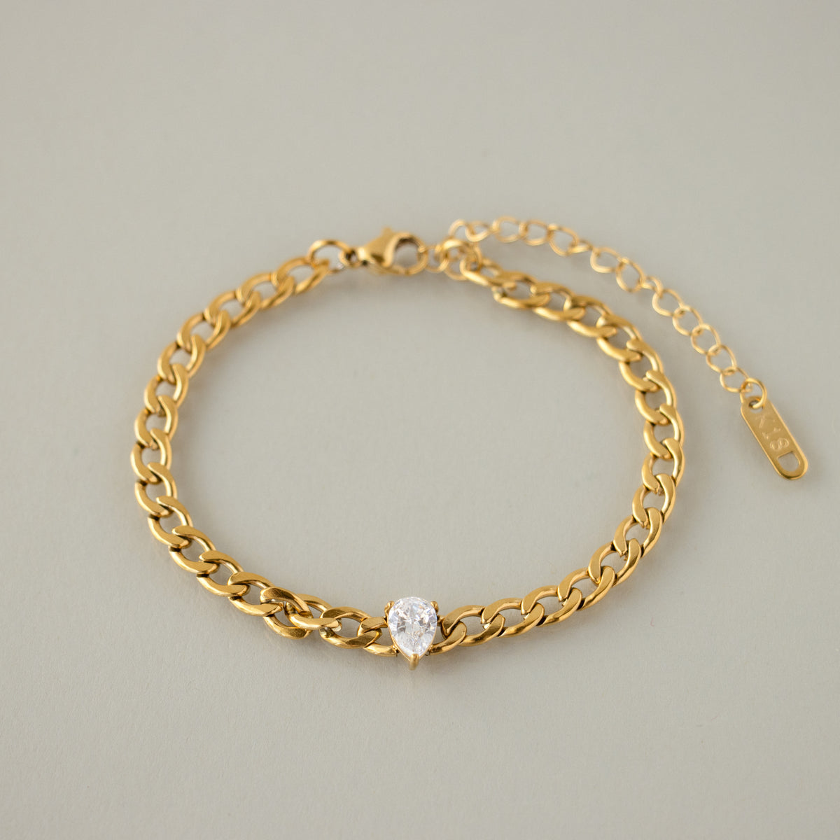 Pear Diamond Curb Bracelet