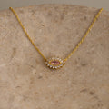Pink Tourmaline & Diamond Evil Eye Necklace