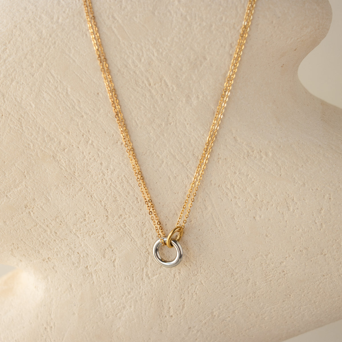 Mixed Metal Interlocking Necklace