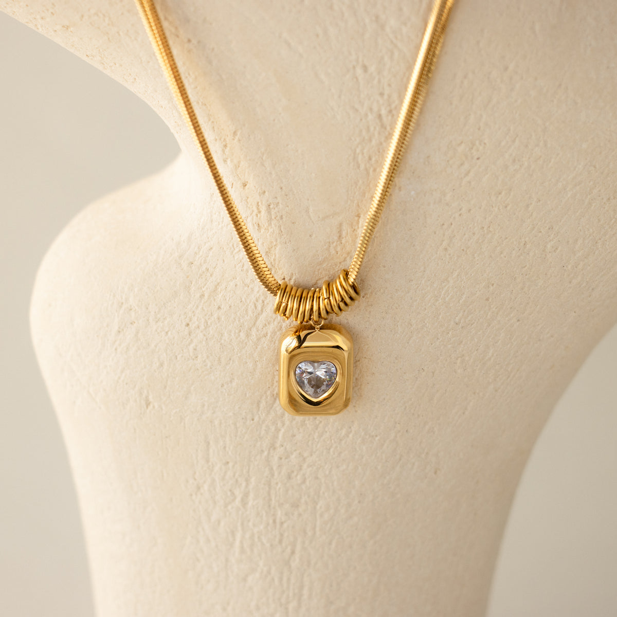 Chunky Heart Diamond Tag Necklace