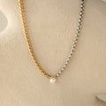 Mixed Metal Pearl Chain Necklace