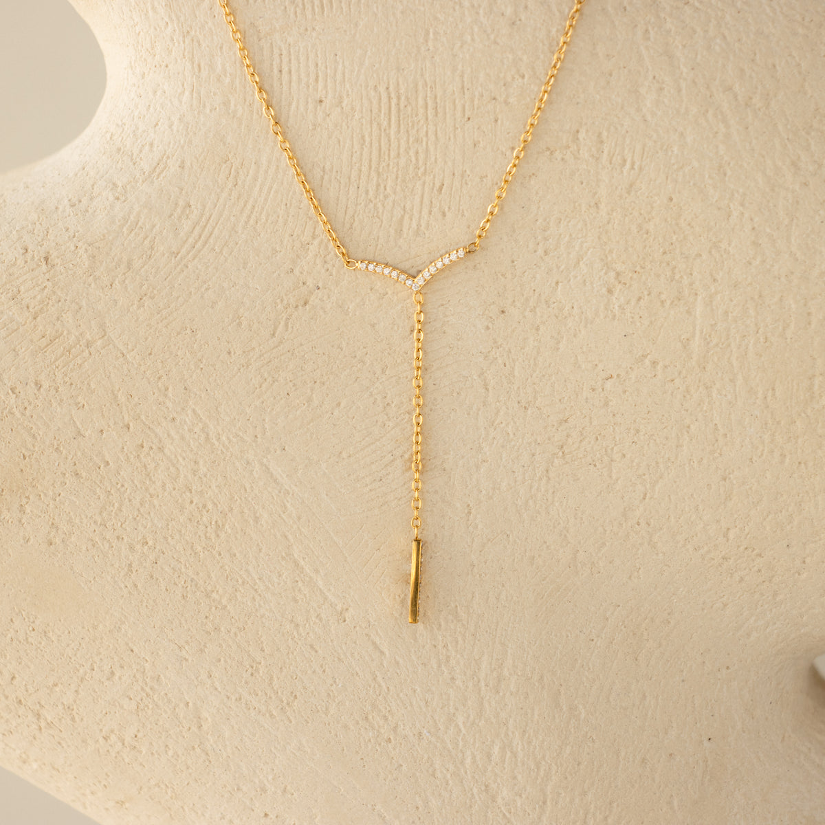 Diamond Chevron Lariat Necklace