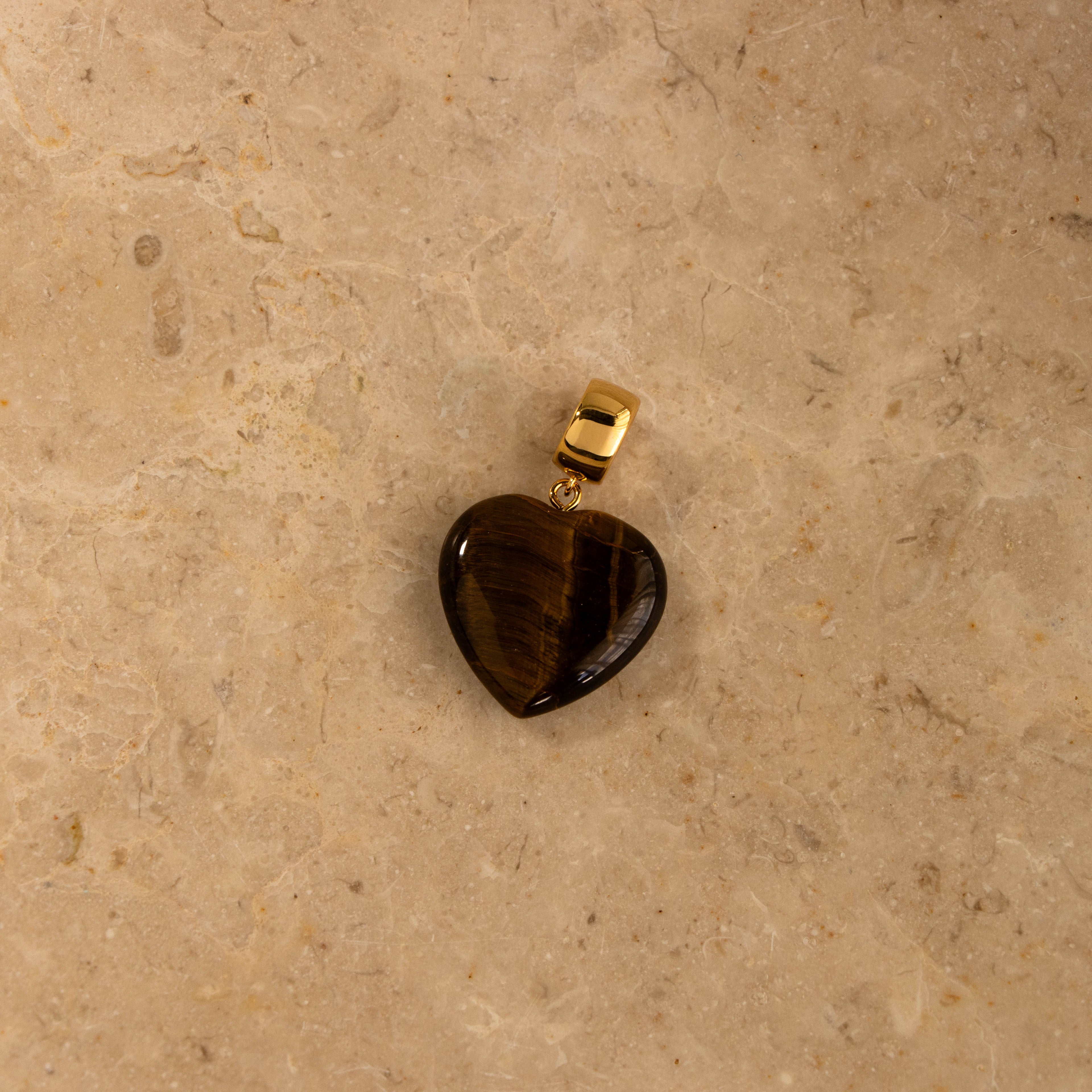 Natural Tiger's Eye Heart Charm