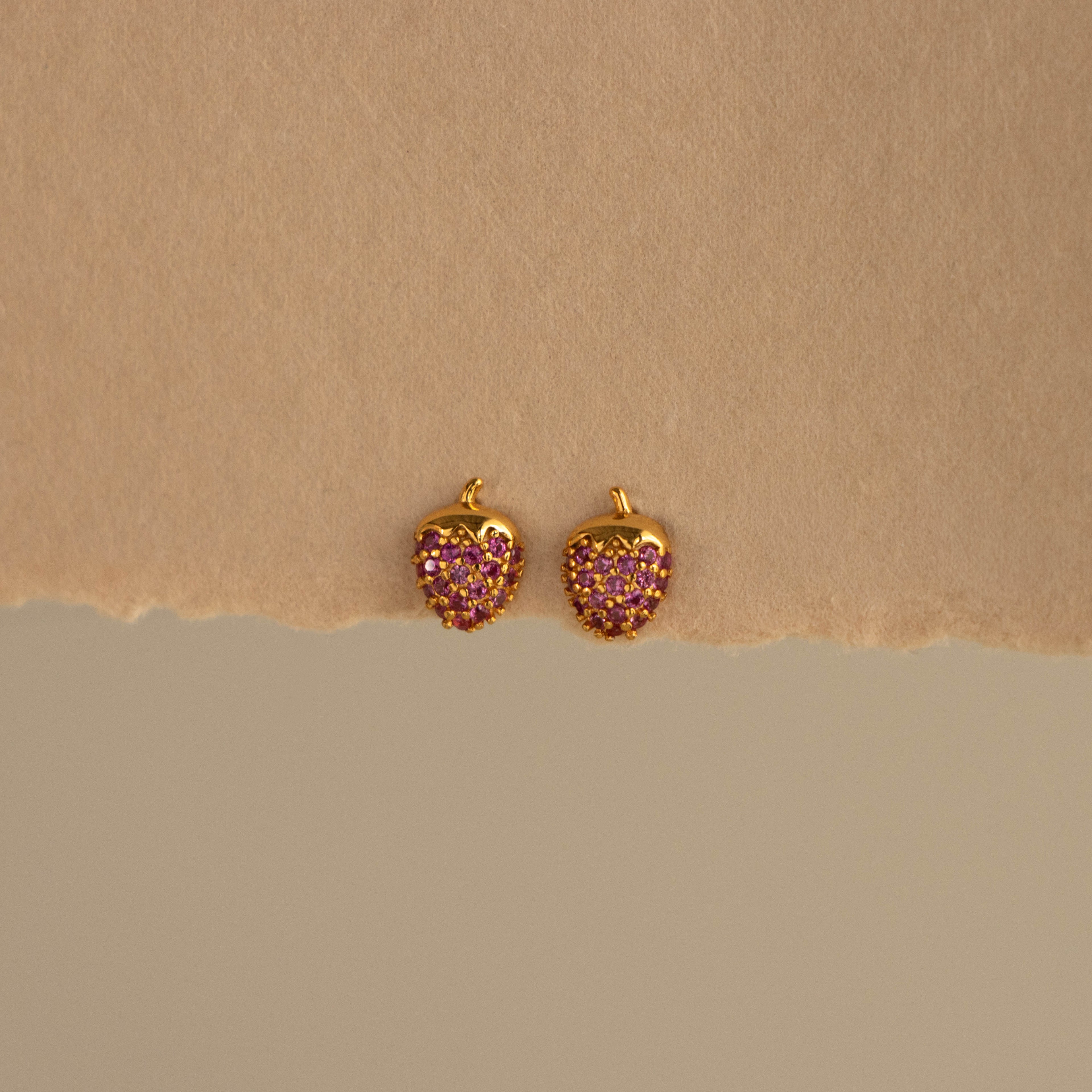 Pink Tourmaline Strawberry Studs