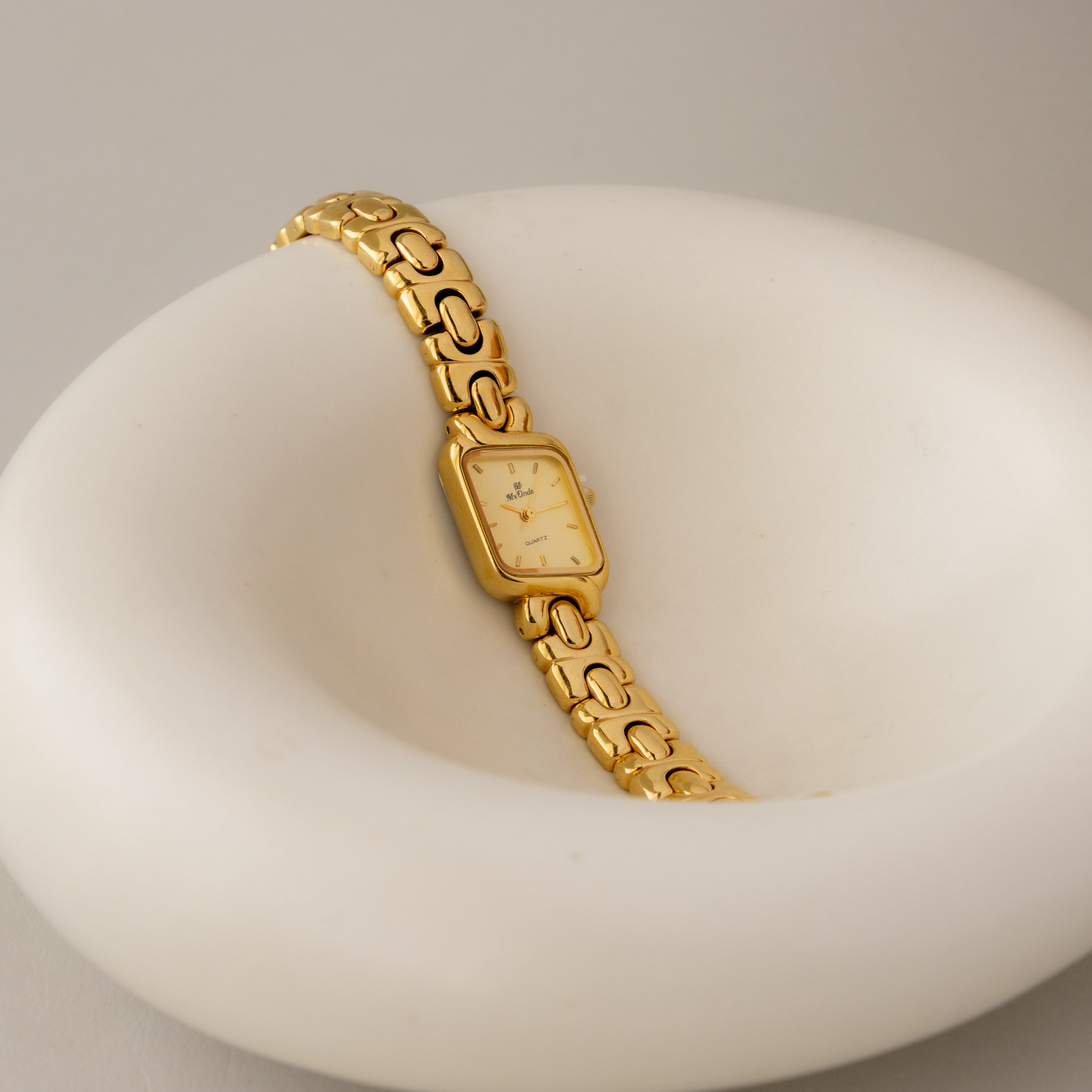 Rare Vintage Mx Onda Rectangular Gold Watch