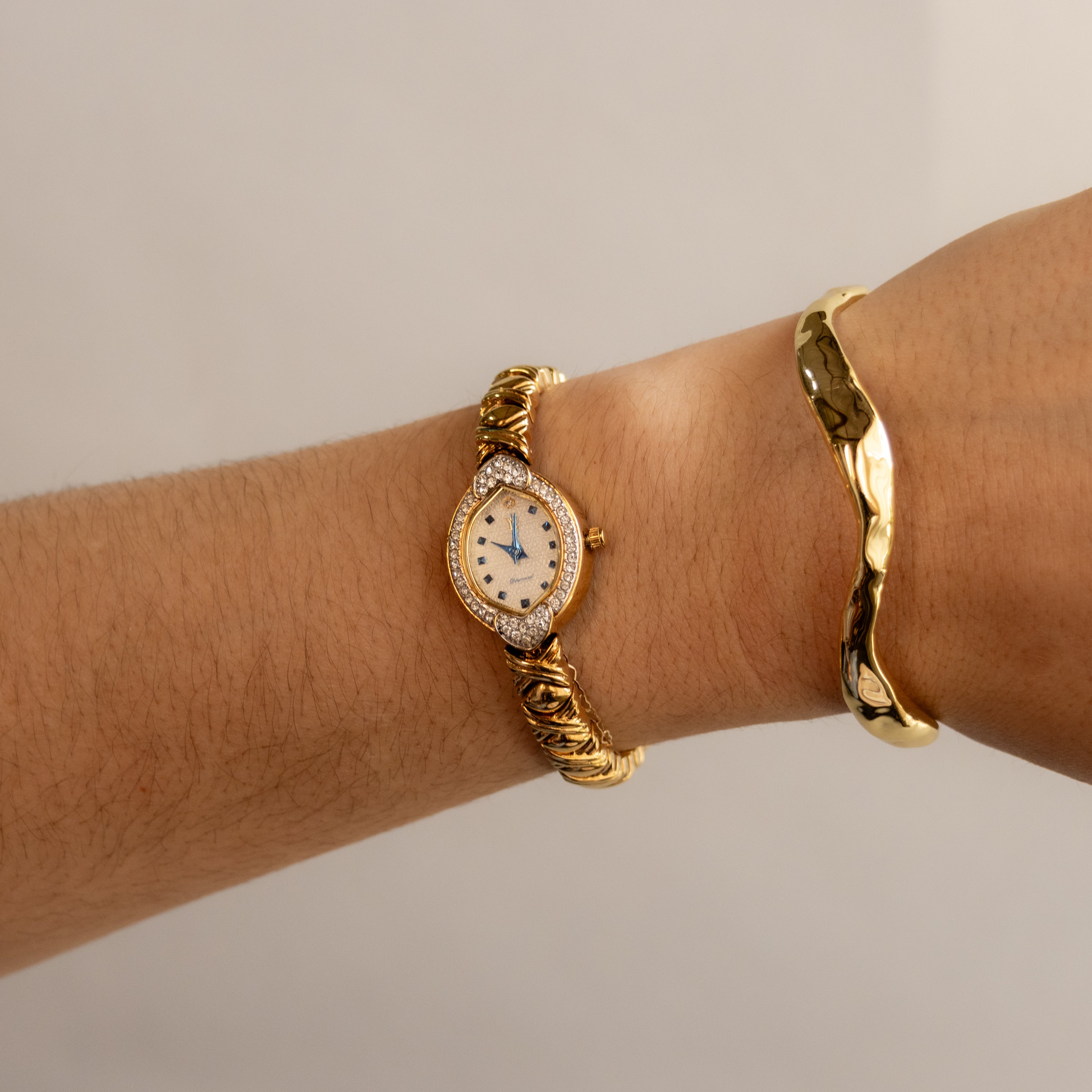 Vintage Yukiko Kimijima Pave Oval Gold Watch