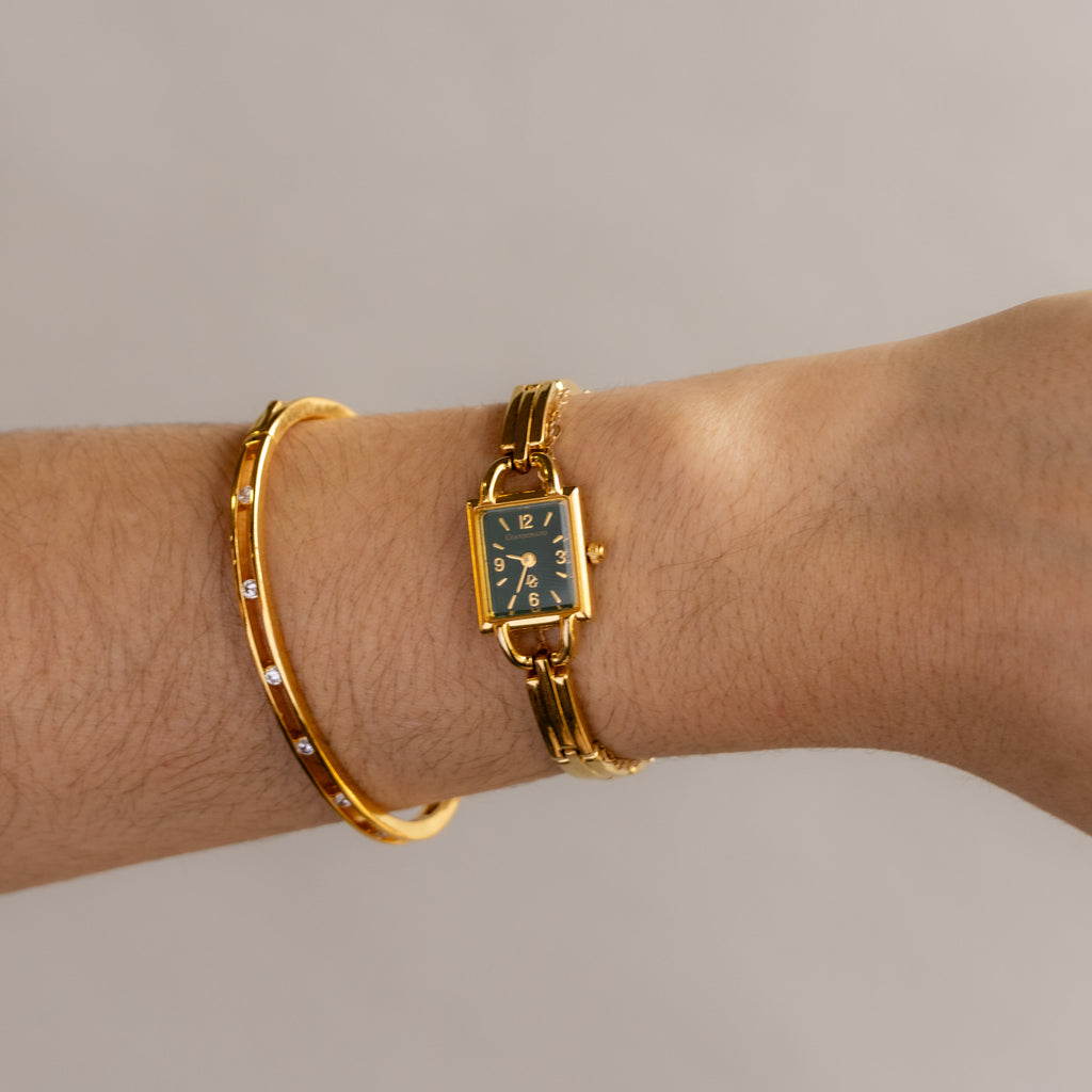 Vintage Giandonato Emerald Tank Gold Watch