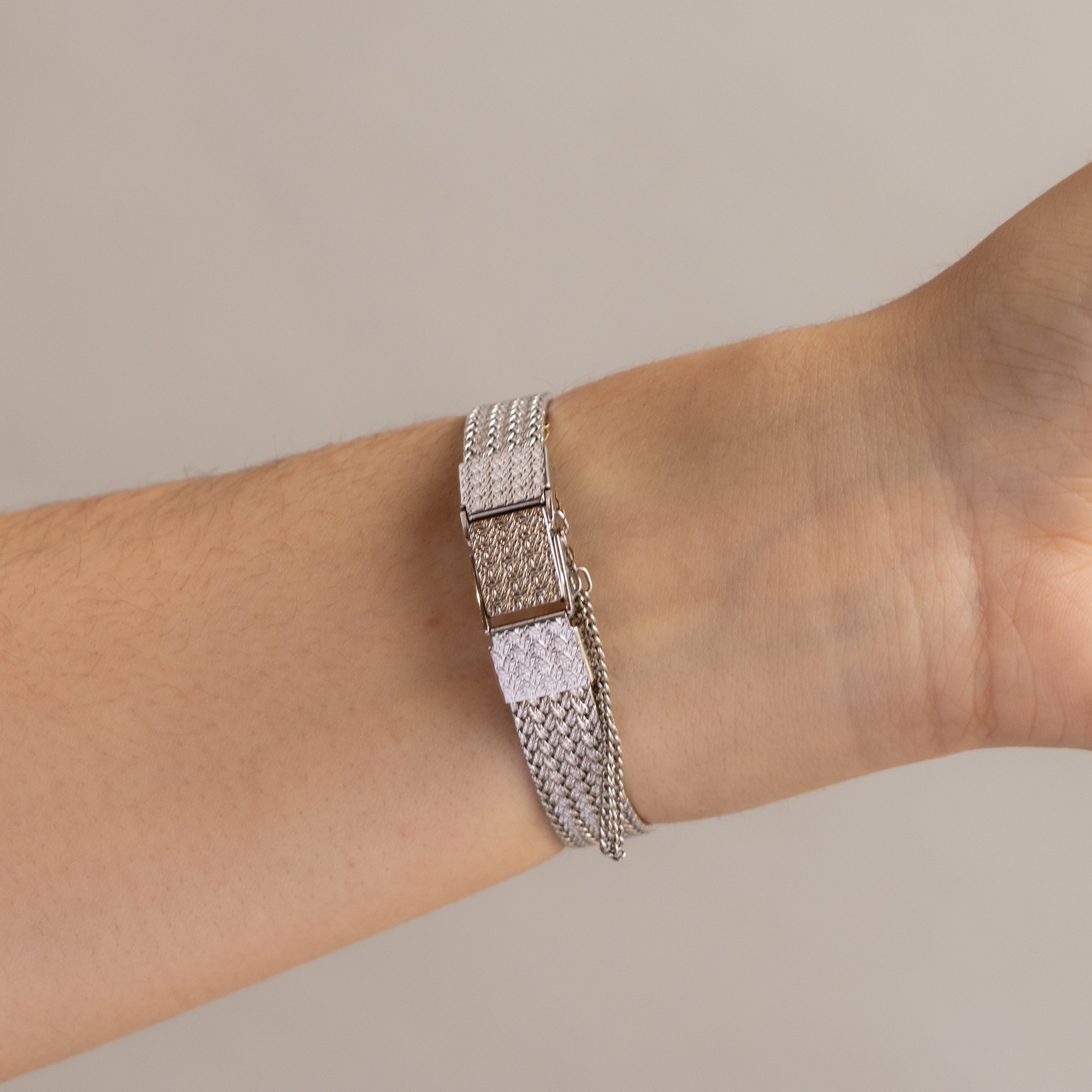 Vintage Rado Rectangular Mesh Silver Watch