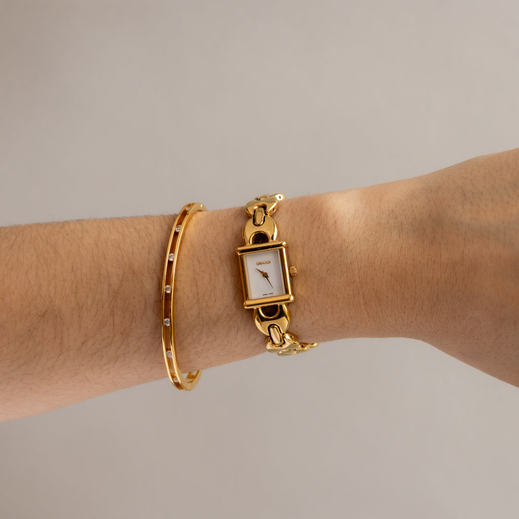 Vintage Gucci Swiss Tank Change Belt Gold Watch