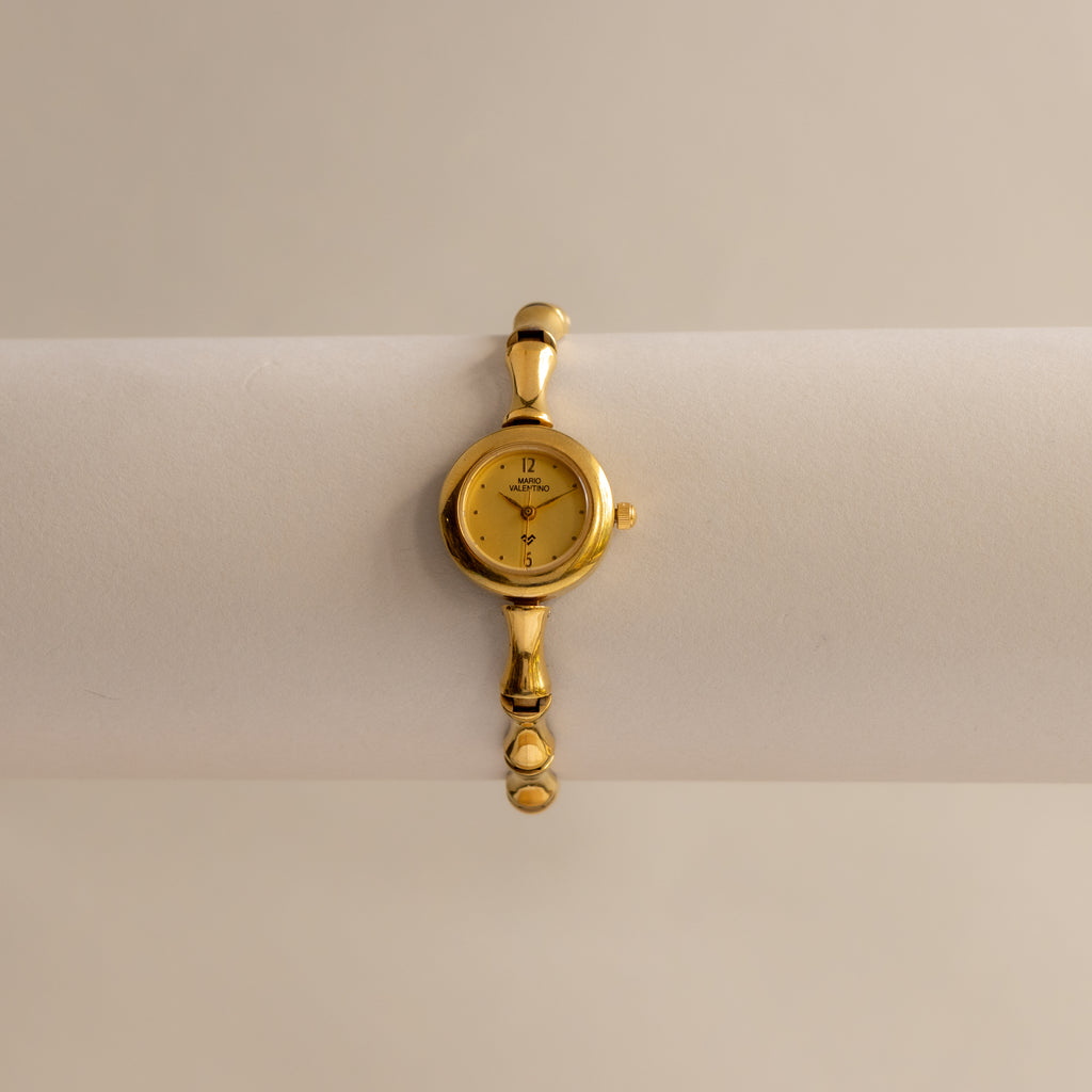Vintage Mario Valentino Bamboo Link Gold Watch