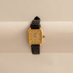 Vintage Rado Swiss Square Black Strap Gold Watch