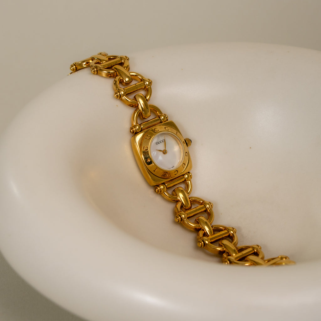 Vintage Gucci Swiss Horsebit Link Gold Watch