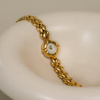 Vintage Nui Round Pearl Gold Watch