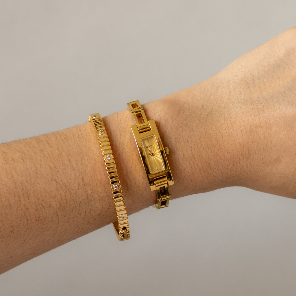 Vintage Gucci Swiss Slim Rectangular Gold Watch