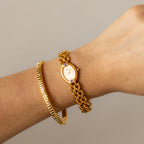 Vintage Seiko Oval Ruby Chainlink Gold Watch