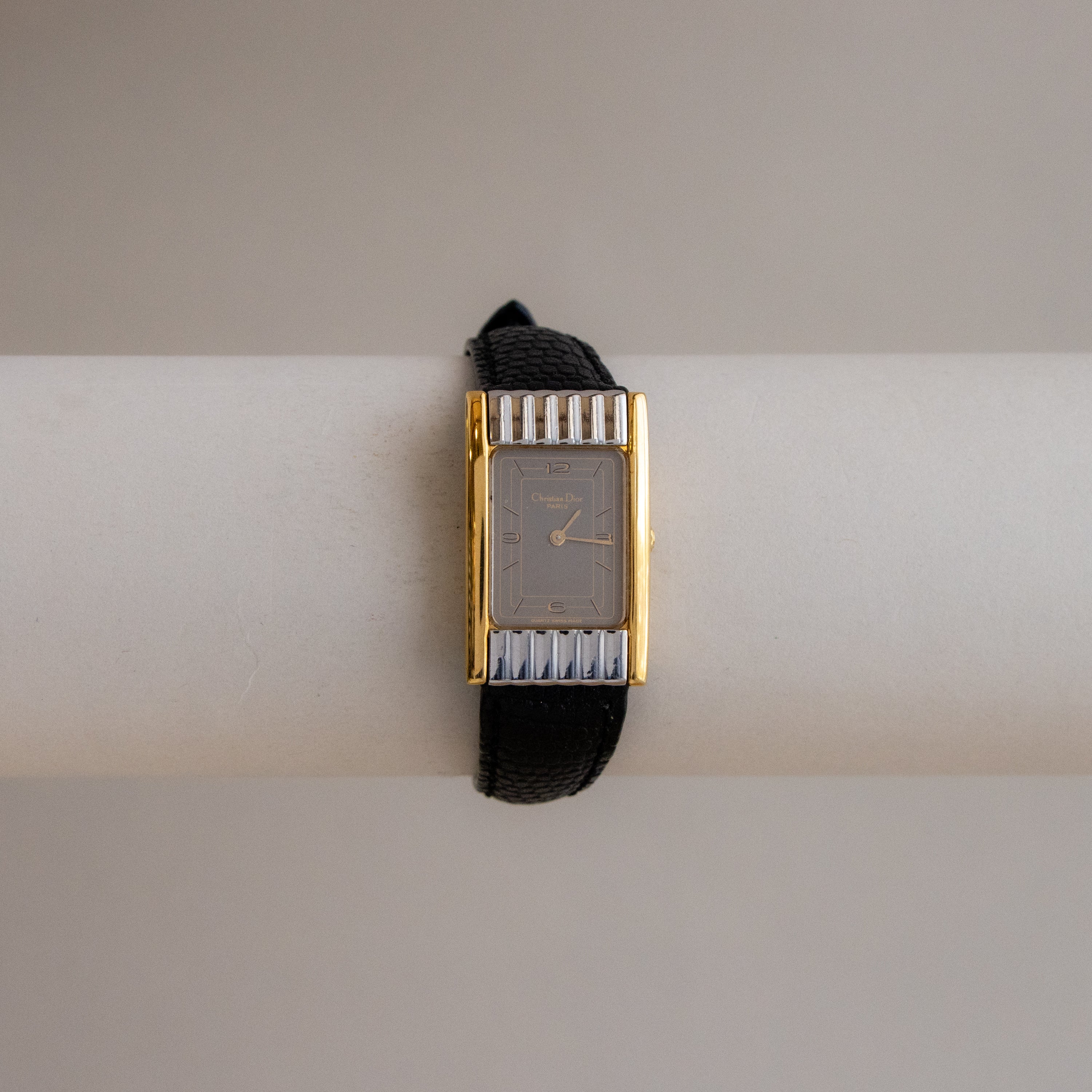 Vintage Christian Dior Swiss Rectangular Two Tone Watch