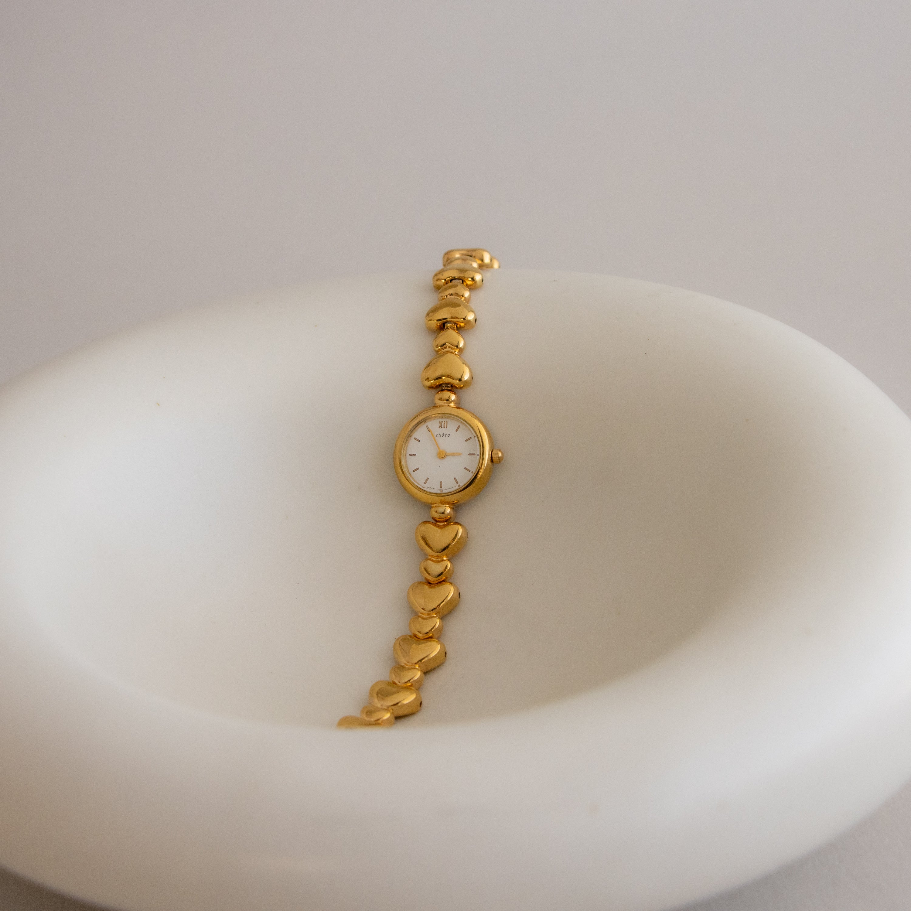 Vintage Citizen Puff Hearts Gold Watch