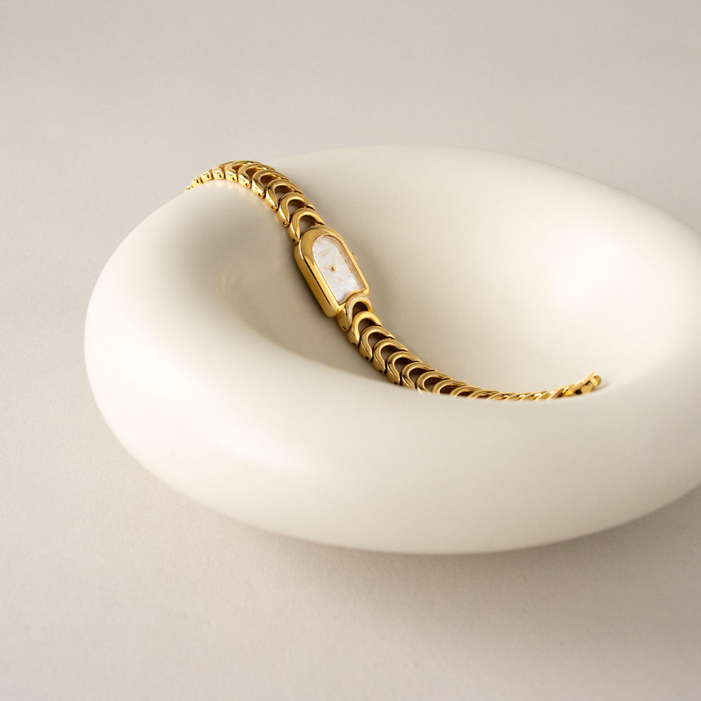 Vintage Westar Pearl Crescent Gold Watch