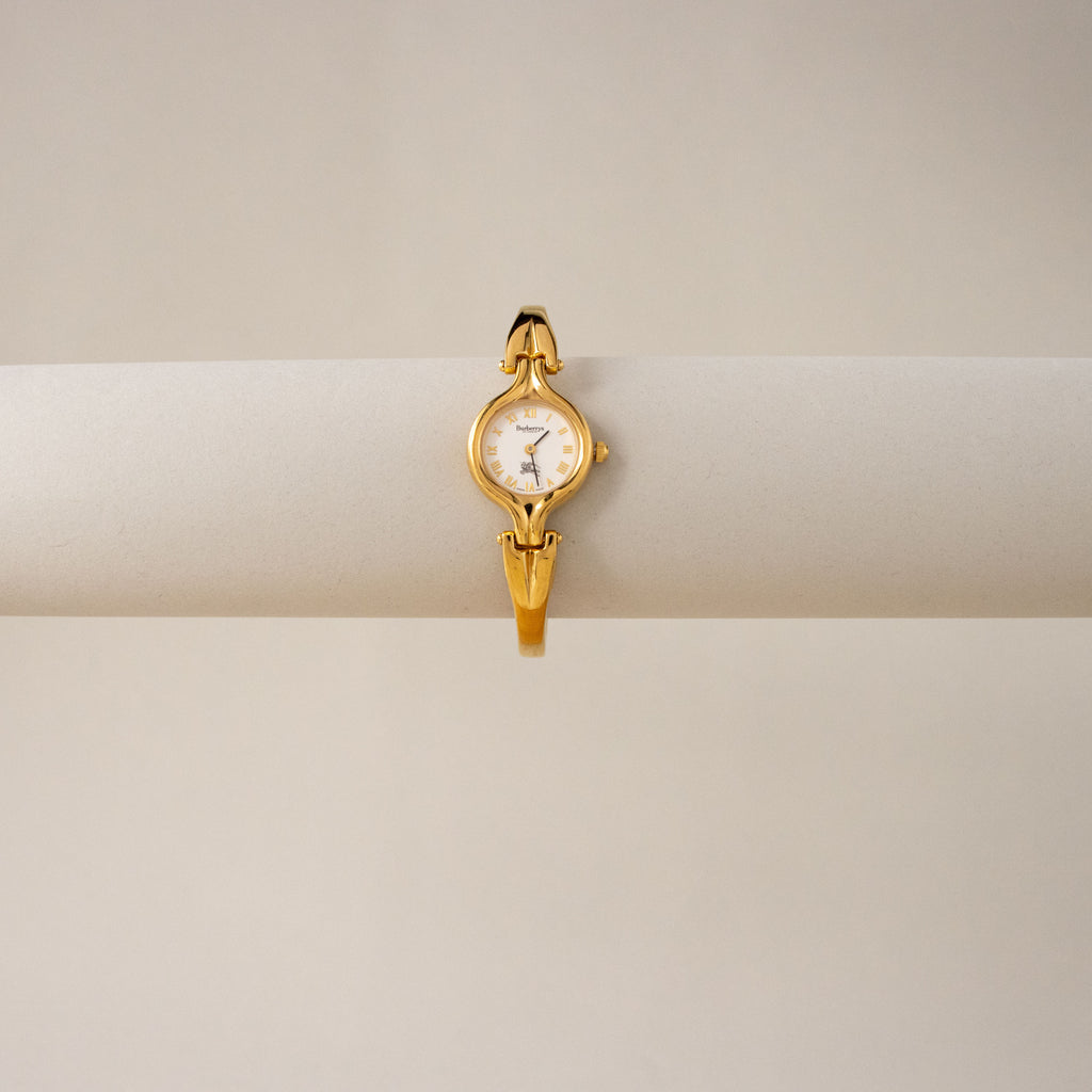 Vintage Burberrys Swiss Equestrian Cuff Gold Watch