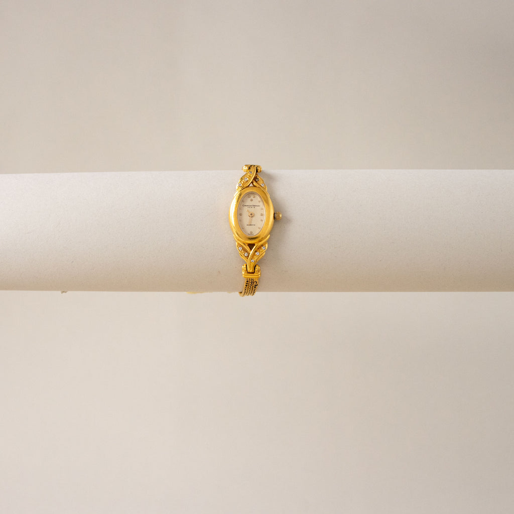 Vintage Christian Bernard Oval Diamond Gold Watch