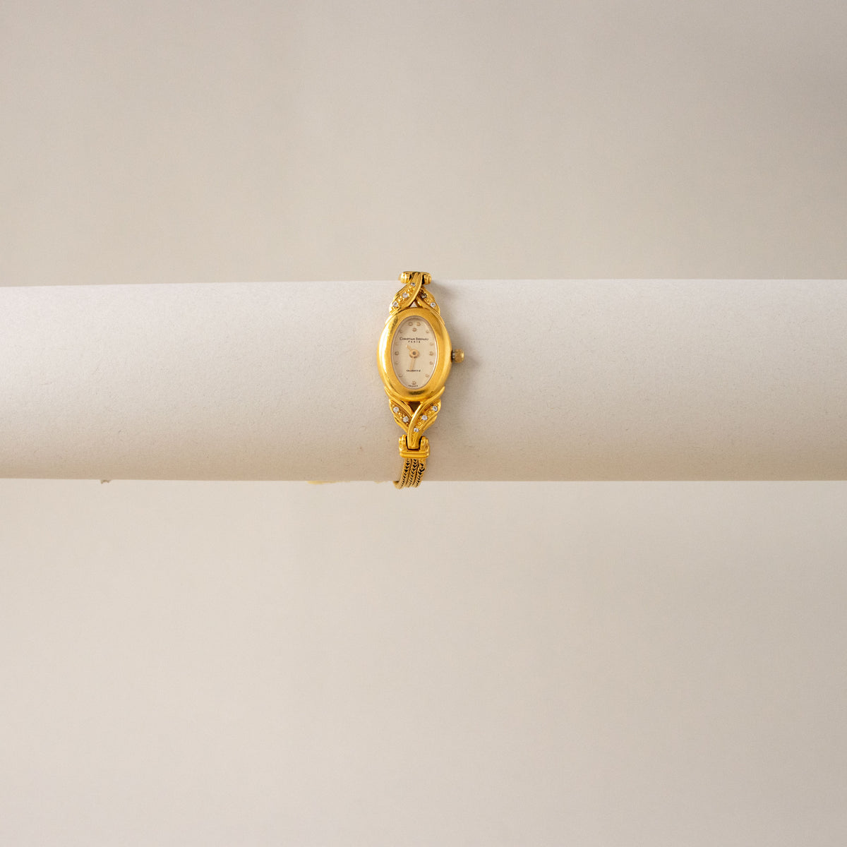 Vintage Christian Bernard Oval Diamond Gold Watch