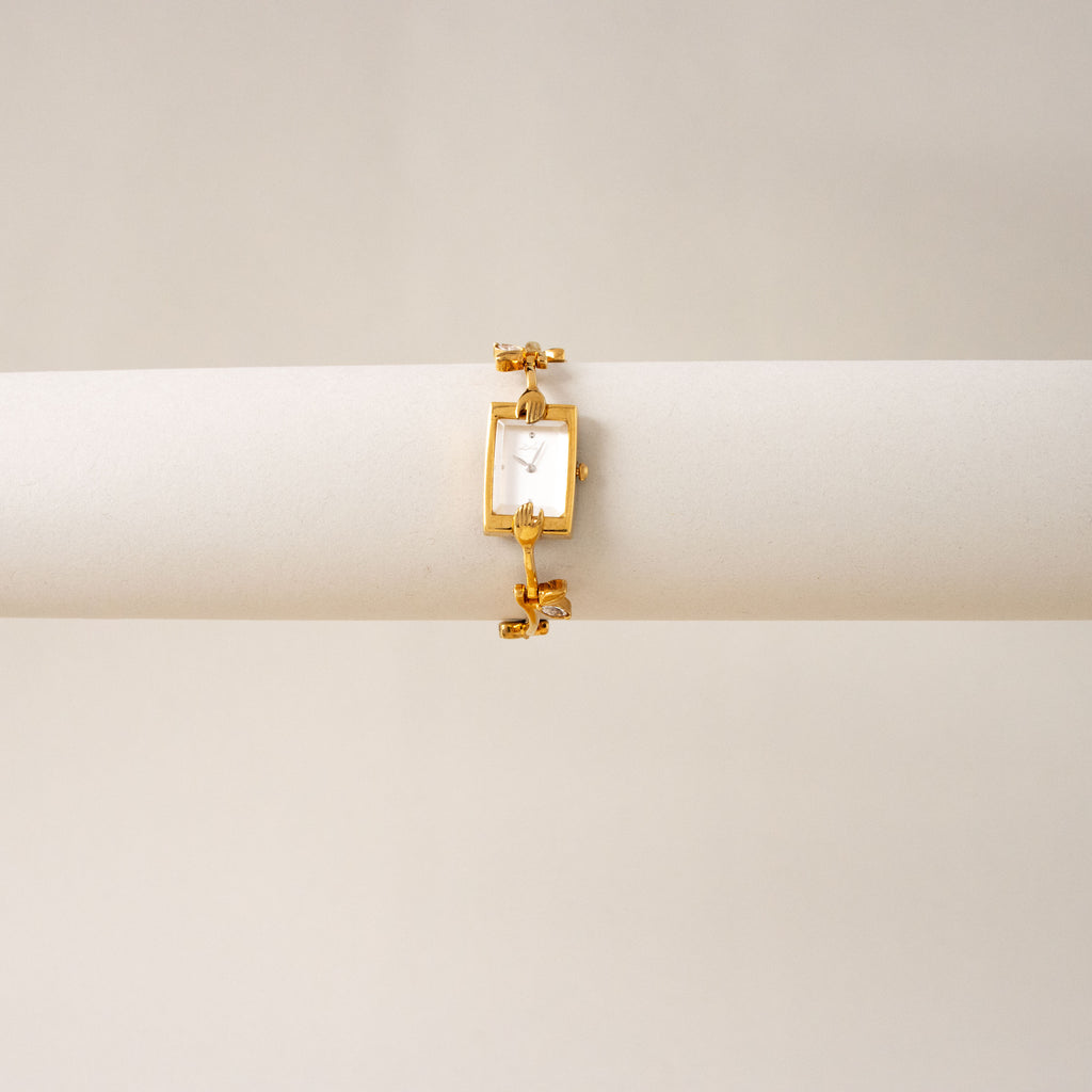 Vintage Salvador Dali Rectangular Garden Gold Watch